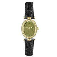 Montre pour femme de luxe rétro avec cadran vert en alliage, forme ovale-carrée, style médiéval, bracelet en cuir exquis, résistante à l'eau
