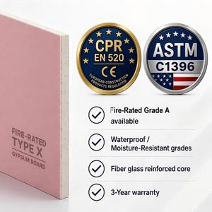 Plaque <span class=keywords><strong>de</strong></span> plâtre Haofa 4x8 pieds 12 mm moderne, résistante à <span class=keywords><strong>l</strong></span>'humidité et ignifuge - Cloison sèche <span class=keywords><strong>l</strong></span>égère pour chambres, bureaux, écoles, appartements - Product Image 3