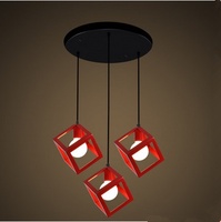 Lustre moderne et simple pour entrée d'escalier, boutique, bar, chambre, restaurant, lumière créative en forme de cube en fer forgé, LED, garantie 3 ans