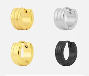 Gogem brincos de argola minimalista, joias pequenas com clipe de ouro 18k, brincos de argola para homens e mulheres