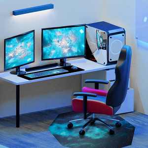 Shanghai เบาะรองแข่งถังโฟมเมมโมรี,แผ่นวางพื้นไฟ Led สีขาวและสีฟ้าเก้าอี้เกมรุ่น Stuhl พร้อมที่วางเท้า - Product Image 6