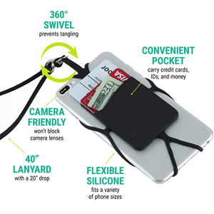 Cordão Personalizado para Celular - Suporte Universal para Telefone com Bolso para Cartão e Alça de Silicone - Compatível com a Maioria dos Smartphones - Product Image 3