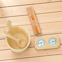 Aksesoris Sauna Tradisional Kayu Pinus - Ember, Pengatur Waktu Pasir & Termometer Peralatan Sauna