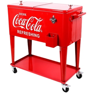 75L Logo And Colors Customizable Retro Style Metal Bucket Outdoor Camping Fishing Picnic Insulated Ice Cooler Box With Wheel