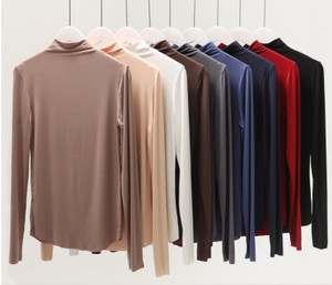 Muslim in cotone Sexy top a collo alto da donna classica <span class=keywords><strong>manica</strong></span> <span class=keywords><strong>lunga</strong></span> Slim Workwear da ufficio T-Shirt da donna per abiti primaverili 30% di sconto - Product Image 2