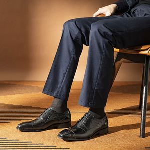 Chaussures de ville italiennes de luxe 2025 pour hommes, en cuir de veau fait main, respirantes, antidérapantes, à lacets, pour affaires et mariages - Product Image 6