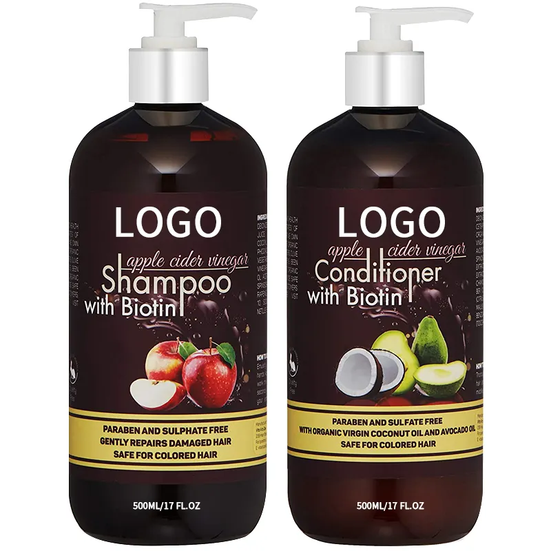 Private Label Pure Organic Apple Vinegar Repair Color Damaged Hair With Biotin Shampoo OEM Customized