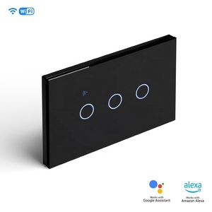 Persegi panjang Triple Smart <span class=keywords><strong>Switch</strong></span> 3 cara tiang tunggal 2.4Ghz Wifi kaca sentuh Smart <span class=keywords><strong>Switch</strong></span> kompatibel dengan netral atau tidak netral - Product Image 3