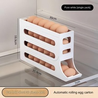 Distributeur d'œufs à roulettes haute capacité, 4 étages, support d'œufs pour réfrigérateur à actionnement automatique, boîte de rangement pour œufs frais