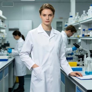 Blouse médicale durable multi-poches blanche anti-décoloration pour étudiants en médecine et techniciens de laboratoire - Product Image 3