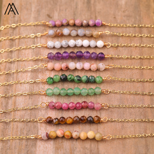 Pulsera de Piedras Facetadas de Moda para Mujer, Brazalete de <span class=keywords><strong>Oro</strong></span> con Cristales Curativos de Amatista y Lapislázuli, Venta al <span class=keywords><strong>por</strong></span> Mayor - Product Image 5