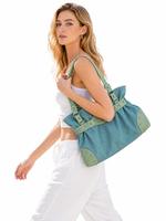 Sac fourre-tout vintage bleu ciel orné de strass, style vieilli, à porter à l'épaule, pour femme, idéal pour le shopping et l'usage quotidien