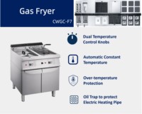 Friteuse à gaz GPL/GN haute performance série 700 avec protection thermique et armoire de rangement