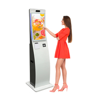 Kiosco de Autoservicio con Pantalla Táctil Curva de 23.6 Pulgadas, con Escaneo de Código QR para Pagos e Información en Aeropuertos y Centros Comerciales