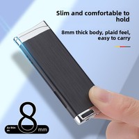 Briquet à essence en gros pour hommes, en métal, coupe-vent, flamme rouge, corps ultra-fin, rechargeable, portable, cadeau d'affaires