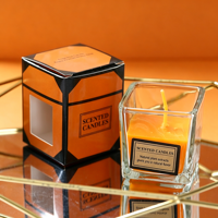 Bocal en verre carré, bougie aromathérapeutique, parfum frais, personnalisable, écologique, vente en gros pour diverses occasions