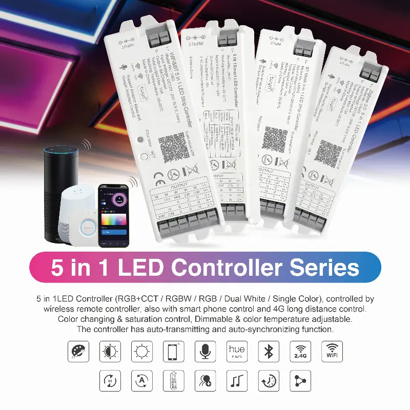 LM052 5 In 1 Tuya App Zigbee 3.0 RF ตัวควบคุม Led ไร้สาย Zigbee หรี่สำหรับ Rgb Rgbw Rgbw Rgbw Cw Led Strip Light