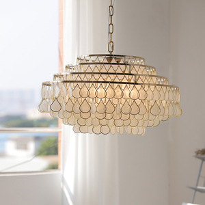 Lustre d'art américain de luxe personnalisé de style coquillage français pour salon, éclairage suspendu de style japonais pour maison d'hôtes - Product Image 1