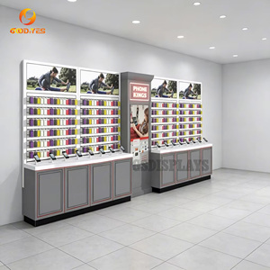 High Quality Custom MDF Mobile Phone <strong>Display</strong> <strong>Wall</strong> <strong>Cabinet</strong> LED Lighting Eco-Friendly Durable Free Design - Product Image 1