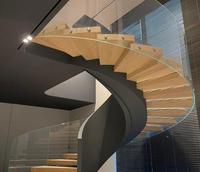 Escalier en bois massif Prima à double poutre en acier avec garde-corps en câble et construction robuste pour usage intérieur