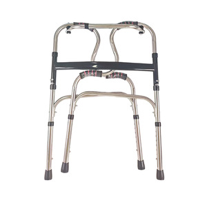 Walking Aid Double Bend Stainless Steel Four Legged <b>Walker</b> With Non Slip Feet For <b>Elderly</b> Support - Product Image 1