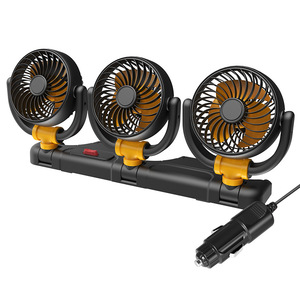 Three Head Car Fan 5V 12V 24V <b>USB</b> Cigarette Lighter Power Universal For Truck <b>Heat</b> Dissipation - Product Image 2