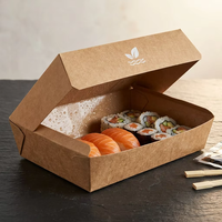 Boîtes d'emballage en papier pour sushis écologiques personnalisées, boîtes en carton ondulé pour fruits de mer avec logo personnalisé imprimé, pour la vente à emporter