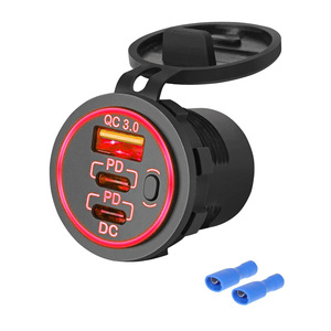 Chargeur de voiture à double port <span class=keywords><strong>USB</strong></span> PD + QC3.0 avec interrupteur, <span class=keywords><strong>adaptateur</strong></span> de charge rapide - Product Image 1