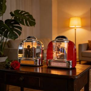 Mini <span class=keywords><strong>Jukebox</strong></span> Vintage avec Haut-Parleur, Logo Personnalisé, OEM ODM, Cadeau Promotionnel, Décoration d'Intérieur, Ornement - Product Image 2