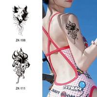 Nouveaux autocollants de tatouage de renard noir et blanc Autocollants de tatouage semi-permanents de jus de plantes imperméables