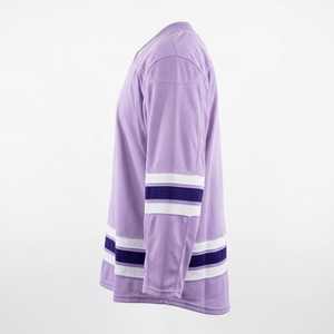 Maillot de hockey sur glace violet à col en V, manches longues, logo personnalisé sublimé, taille et couleur au choix, respirant, coupe classique, fabriqué en usine pour adulte - Product Image 3