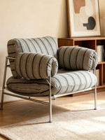 Fauteuil individuel de luxe personnalisable de style Bauhaus mi-moderne avec structure métallique en cuir véritable/tissu pour salon