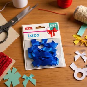 Fiocchi di nastro blu Ilan Lazo da 15 mm per decorazioni e lavori artigianali - Product Image 3