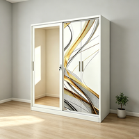 Armoire métallique 3 portes grande capacité, démontable, avec grand miroir et tringle de suspension pour rangement
