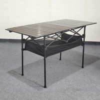 Table de camping pliante portable en métal noir moderne et personnalisée, en aluminium avec sac, pour l'extérieur – Vente en gros usine BSCI – Mobilier d'extérieur