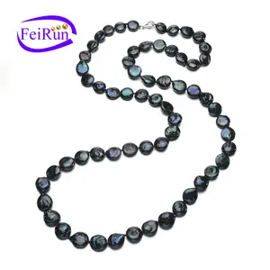 FEIRUN, superventas, moneda de color negro, 12-14mm, 36 pulgadas, AA, collar de perlas naturales de agua dulce