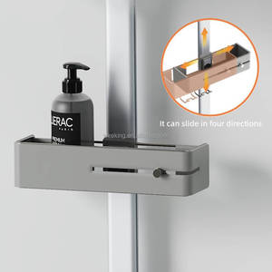 WIREKING 74-106'' Étagère d'angle de douche télescopique en aluminium multicouche avec miroir, organisateur de salle de bain - Product Image 3