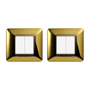 โกลก้า สวิตช์ติดผนัง 2 ช่อง แผ่นพลาสติก สีทองเงา ติดตั้งง่าย ใช้ได้กับมาติกซ์ - Product Image 1