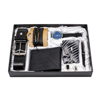 Coffret Cadeau Luxe Noir 7 Pièces pour Homme : Montre, Portefeuille, Ceinture, Bracelet, Porte-clés, Stylo Bille, Boîte à Chapelet – Idéal pour Cadeaux d'Affaires
