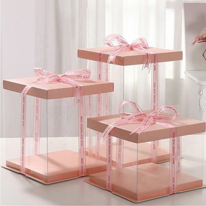 High End Custom Food Grade Paper Transparent Birthday Cake <b>Boxes</b> - Product Image 1
