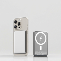 Banque d'alimentation ultra-fine avec logo OEM, 5000 mAh, 10000 mAh, chargeur magnétique sans fil, PD20W, charge rapide, batterie externe mince