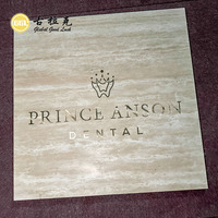 Panneau de salon de spa personnalisé, intérieur, extérieur, sol, réception, entreprise, bureau, incrustation en laiton doré, carreaux de marbre travertin