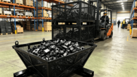 Conteneur en treillis métallique empilable robuste, bac de stockage métallique pour entrepôt avec poches pour chariot élévateur et anneaux de levage