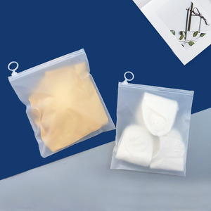 Hot Sale Clear Frosted Zipper <b>Bag</b> Custom Logo Zip <b>Lock</b> <b>Bags</b> CPE Plastic Sock Packaging Pouch <b>Bag</b> Zipper <b>Bags</b> with White Ring - Product Image 5
