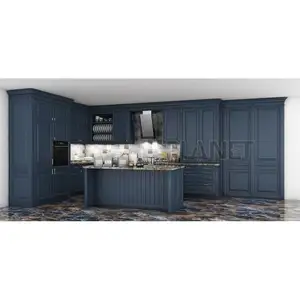 Light Gray Or Blue Lacquer HPL L Shape Kitchen Design Popular Color Customize Kitchen Cabinet Agents