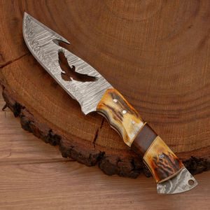 Cuchillo de Caza de Acero de Damasco Personalizable de Alta Calidad, Cuchillo de Caza de Acero de Damasco Personalizable OEM - Product Image 4