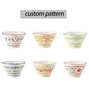 Venta al por mayor estilo japonés forma cónica cerámica Ramen Bowl sombrero de bambú fideos <span class=keywords><strong>sopa</strong></span> arroz cuencos tazón de cerámica con oro - Product Image 5