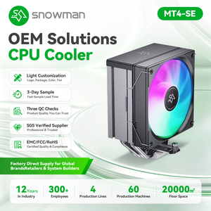Enfriador <span class=keywords><strong>de</strong></span> Torre Única con 4 Tubos <span class=keywords><strong>de</strong></span> Cobre, 180W TDP para Compradores Mayoristas B2B, con 120 Patentes Independientes, Soporte OEM ODM y Personalización <span class=keywords><strong>de</strong></span> Marca - Product Image 1