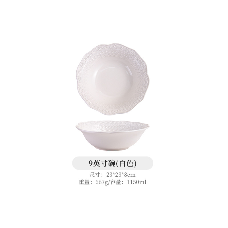 Bols à soupe 9 pouces - porcelaine blanche (36 pièces/carton = 24kg)
