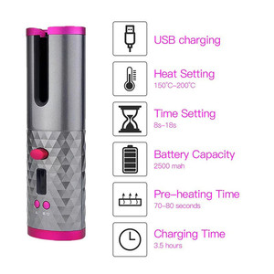 <span class=keywords><strong>Fer</strong></span> à <span class=keywords><strong>friser</strong></span> automatique sans fil portable, recharge USB, anti-brûlure, pour le coiffage - Product Image 6